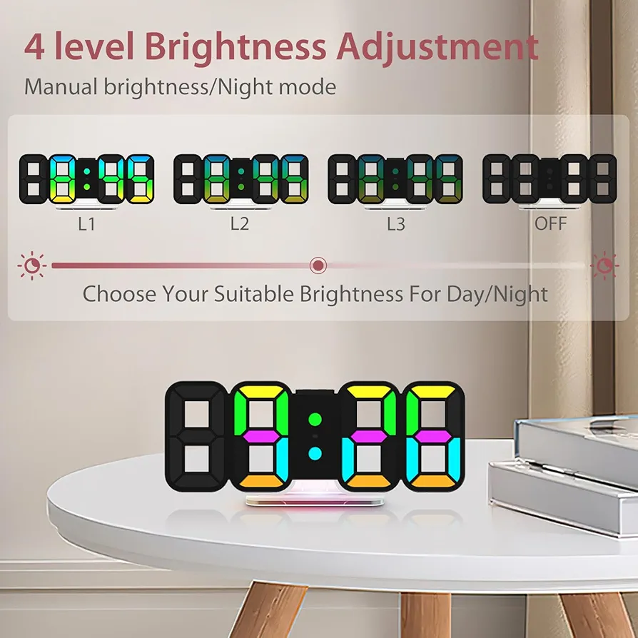 LOFICOPER 3D LED Digital Clock - صورة 5