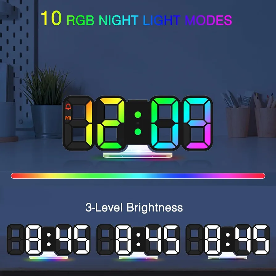 LOFICOPER 3D LED Digital Clock - صورة 7