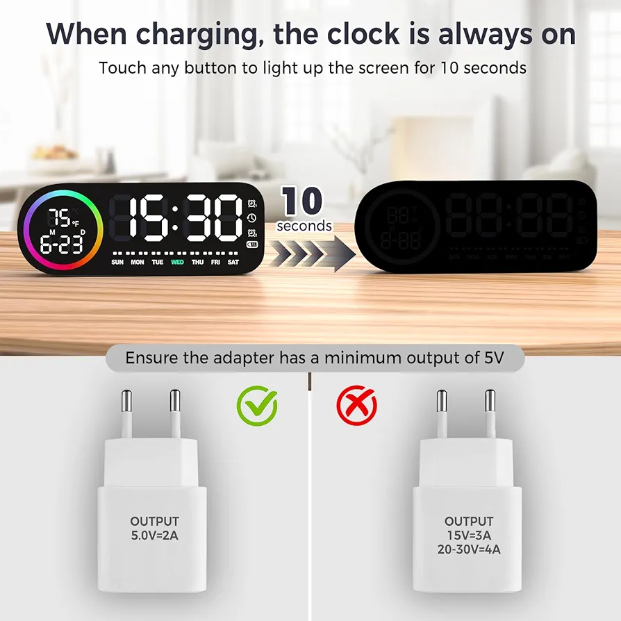 RUISUNG RS-2708 digital LED clock - صورة 4